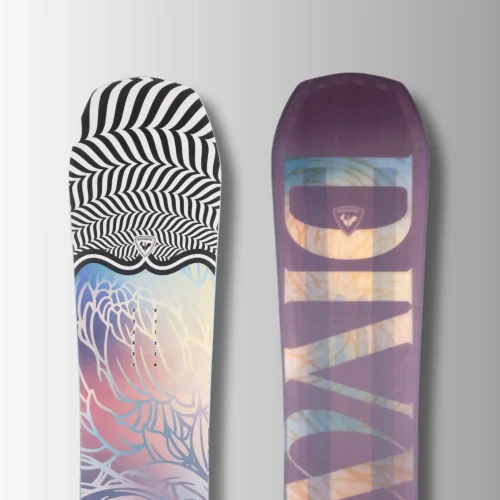 Two snowboards, including a Rossignol board