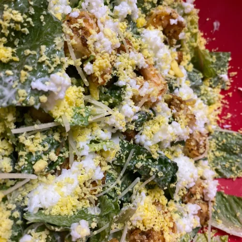 Caesar salad with grilled shrimp