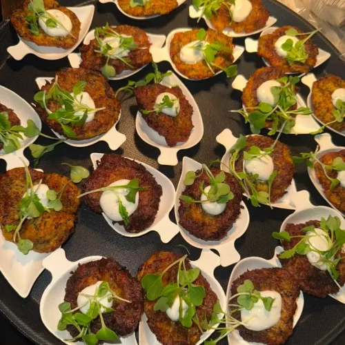 Appetizer fritters with dipping sauce